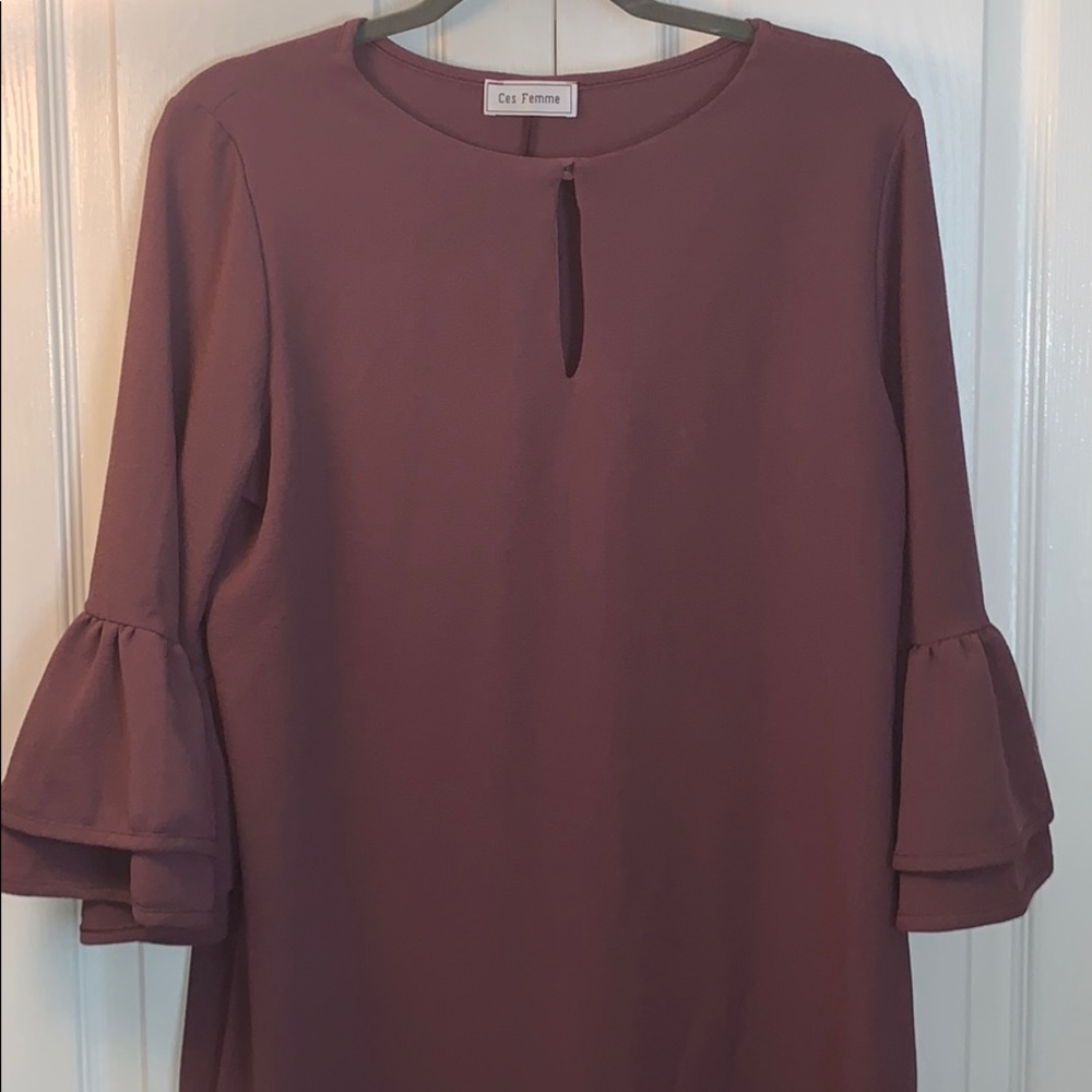 NWOT Ces Femme Plum Sheath Dress L